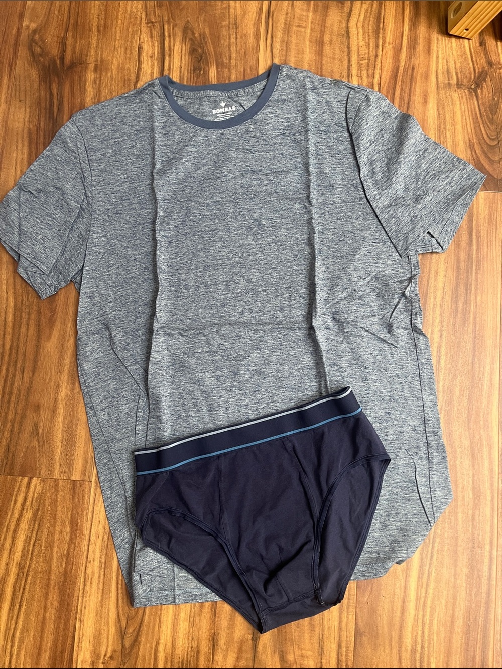 Bombas Men's Heather Gray Short-Sleeve Tee with Navy Briefs
